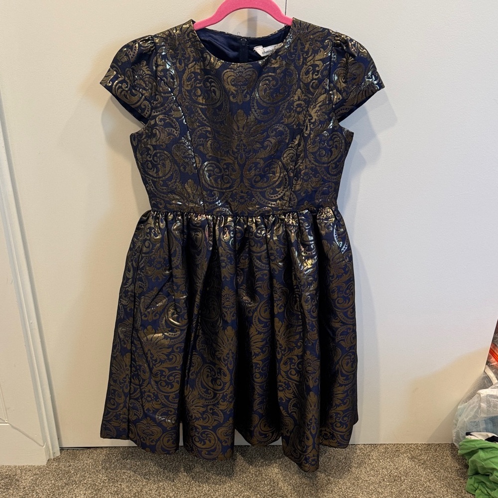 Chasing Fireflies Navy and Gold Formal Dress